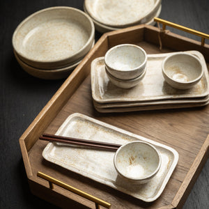 NATURAL SOLID WOODEN TRAY WITH HEXAGONAL PROFILE