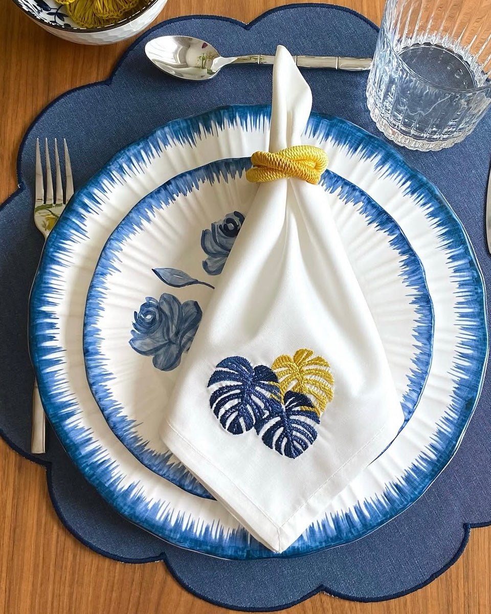 INDIVIDUAL REDONDO FLOR - AZUL