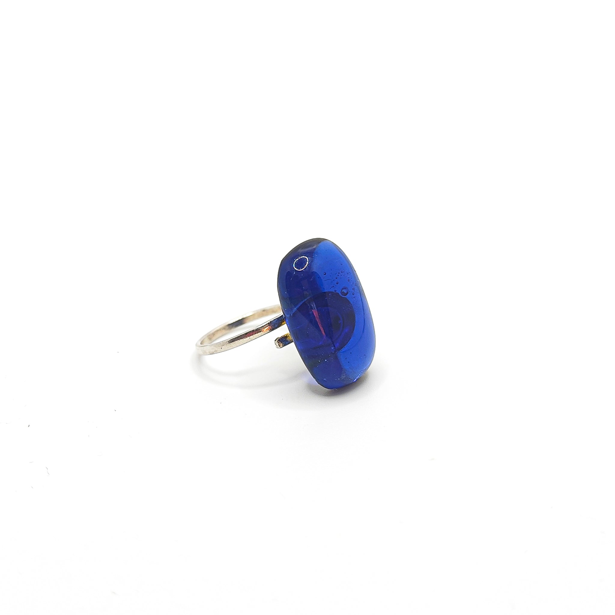 Anillo Rectangulo Corto Color Azul Corralejo Colección Bloom