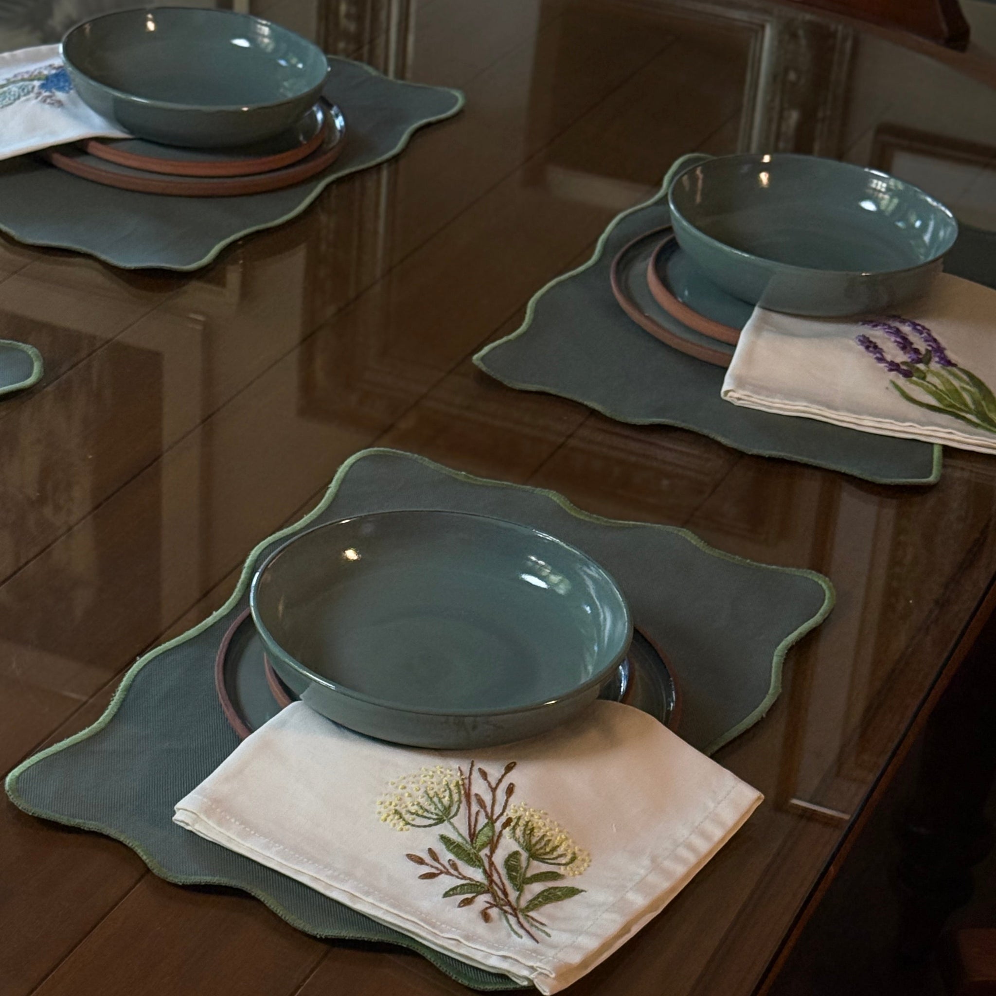 INDIVIDUAL RECTANGULAR ONDULADO VERDE MUSGO