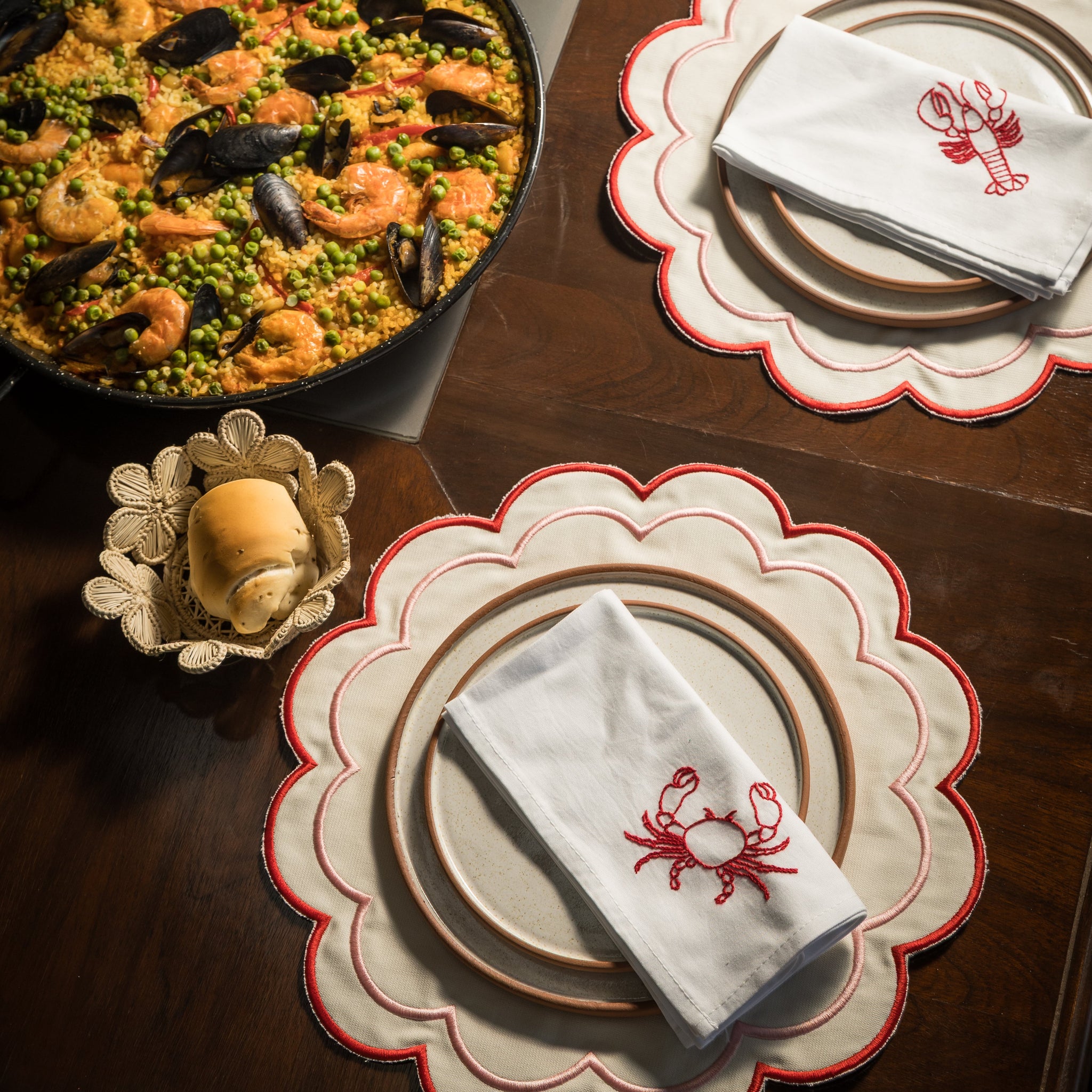 INDIVIDUAL REDONDO FLOR - CHERRY