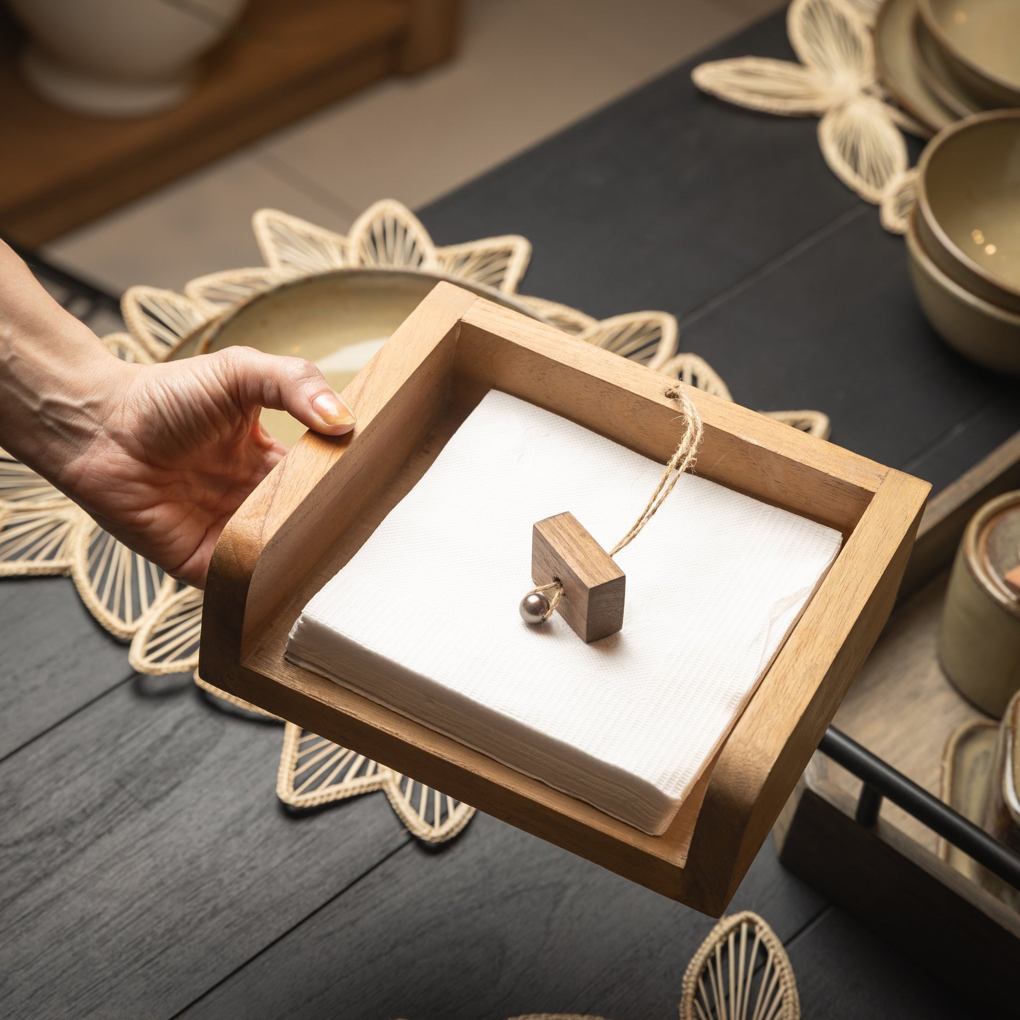 WOODEN NAPKIN HOLDER