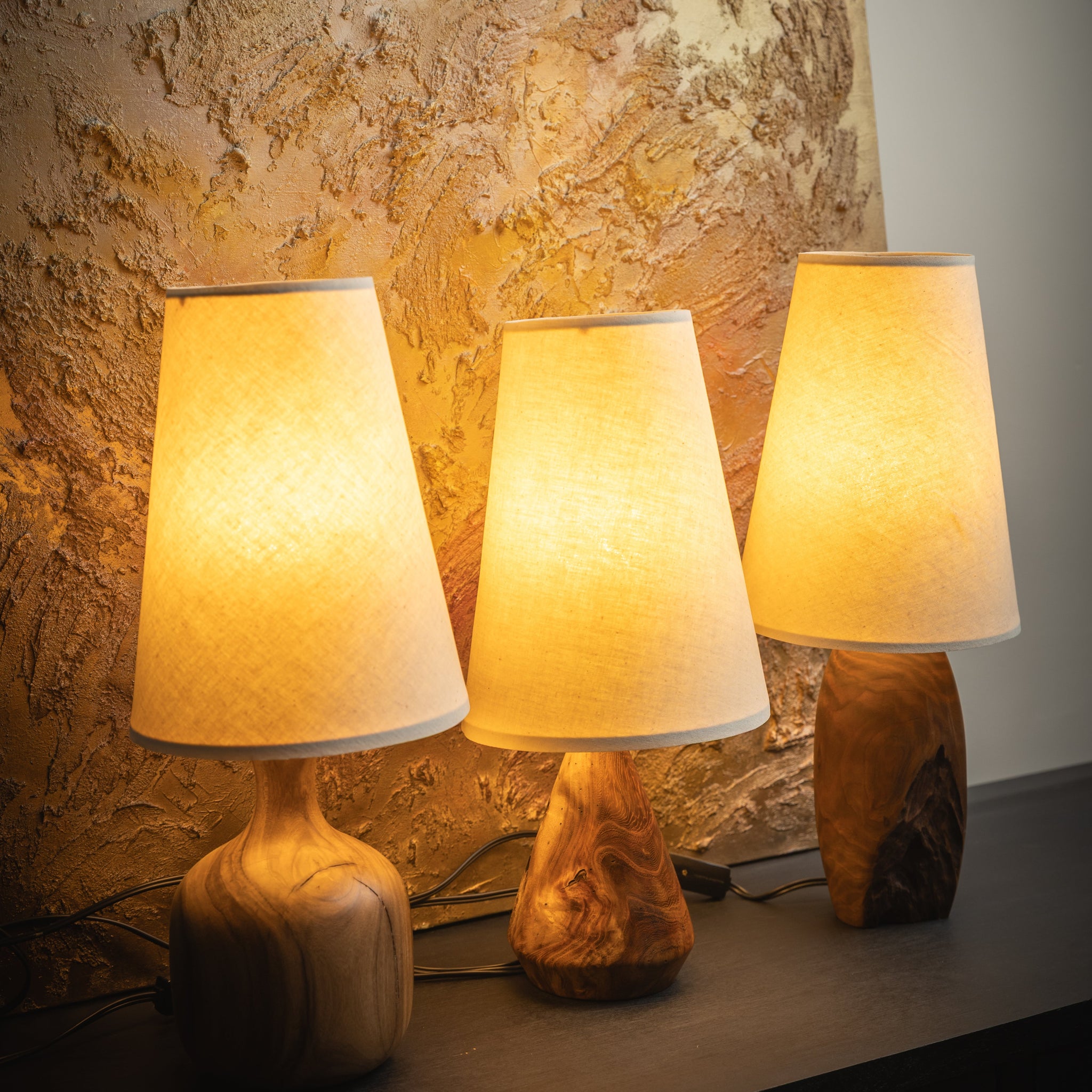 LÁMPARAS VELADORES DE MADERA NACIONAL ARTESANAL