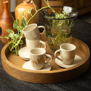 CIRCULAR WOODEN TRAY - BROWN