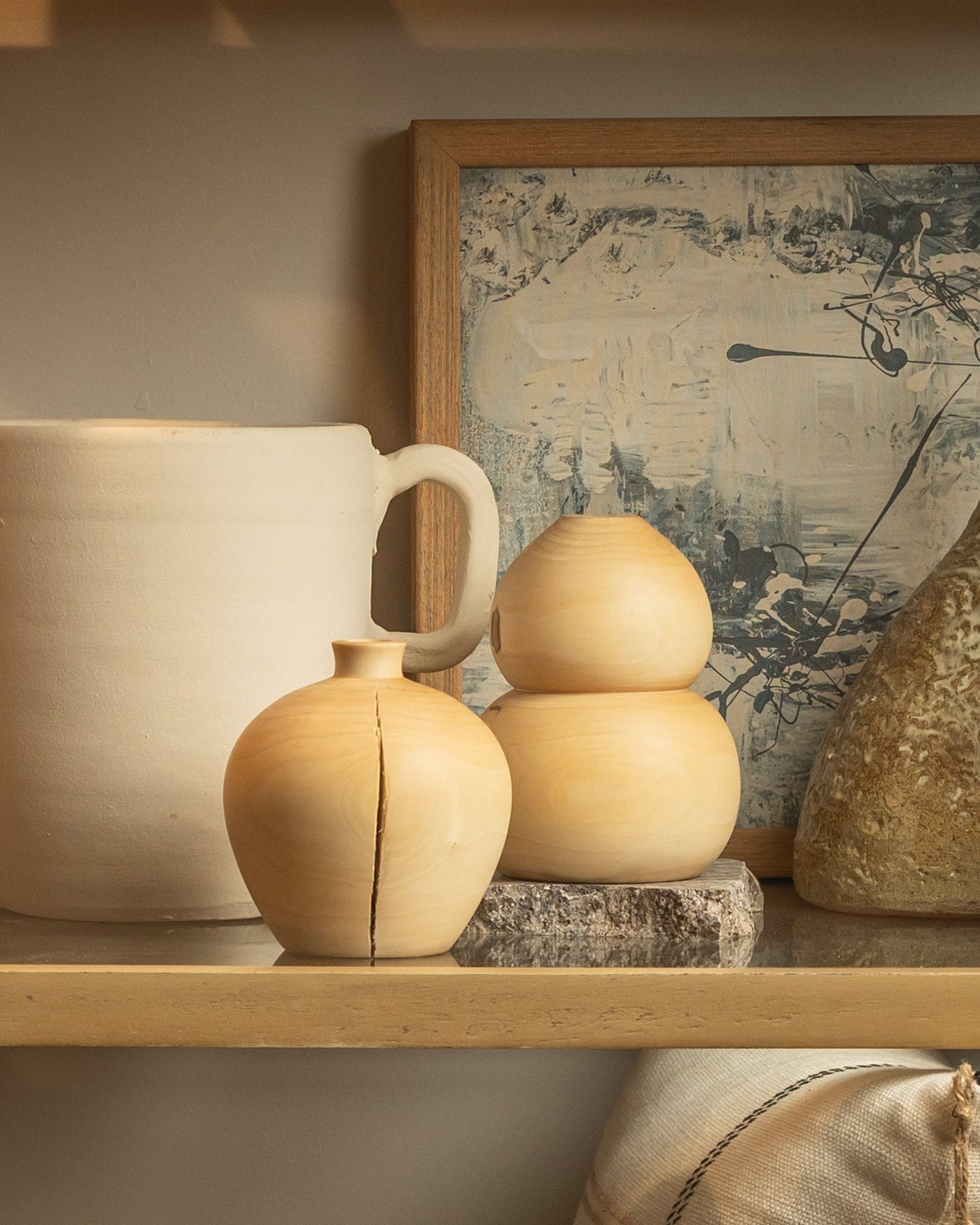 JARRÓN DE MADERA ARTESANAL BOHO