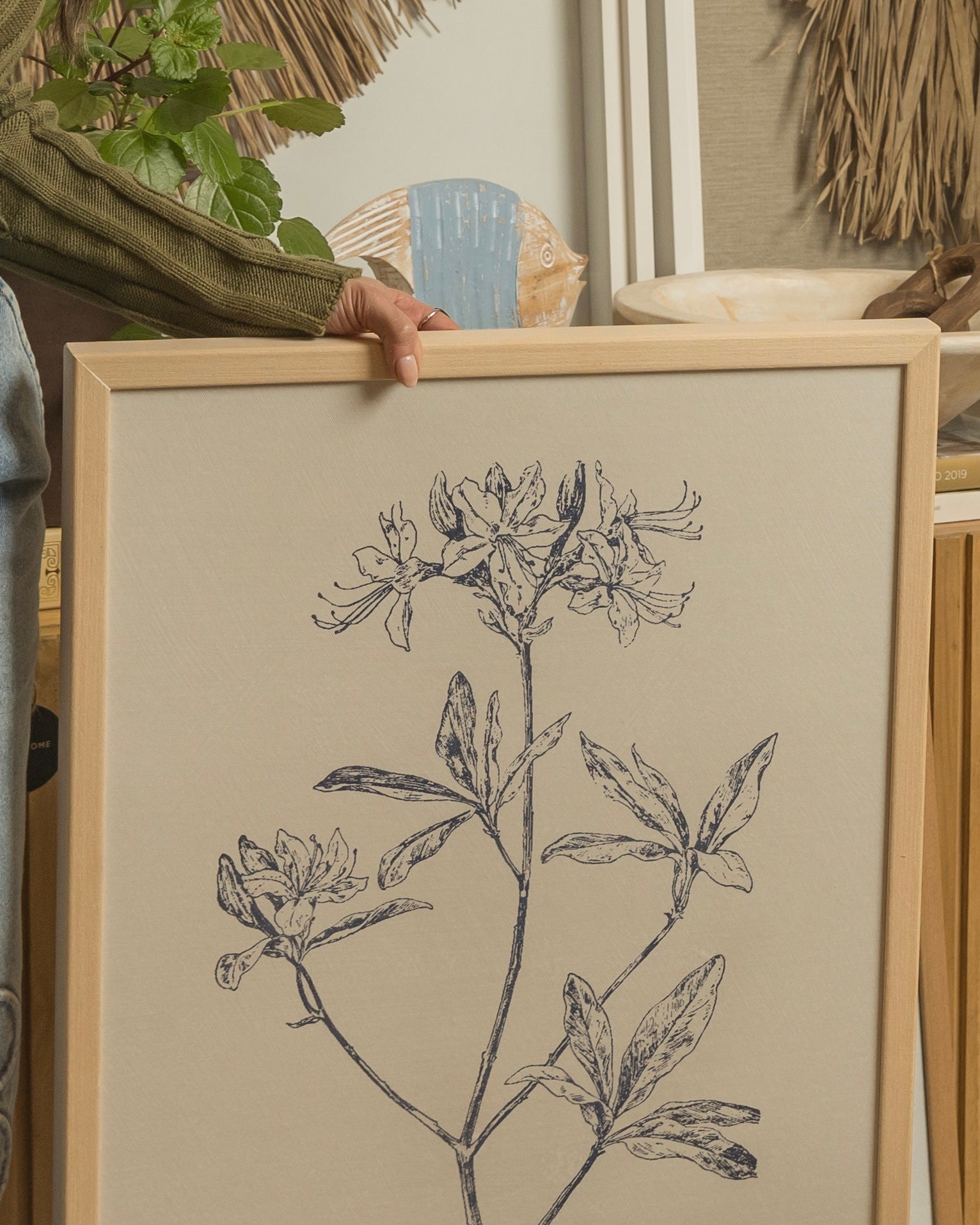 CUADRO DE LA PAZ BOTÁNICA AZUL 50 x 70