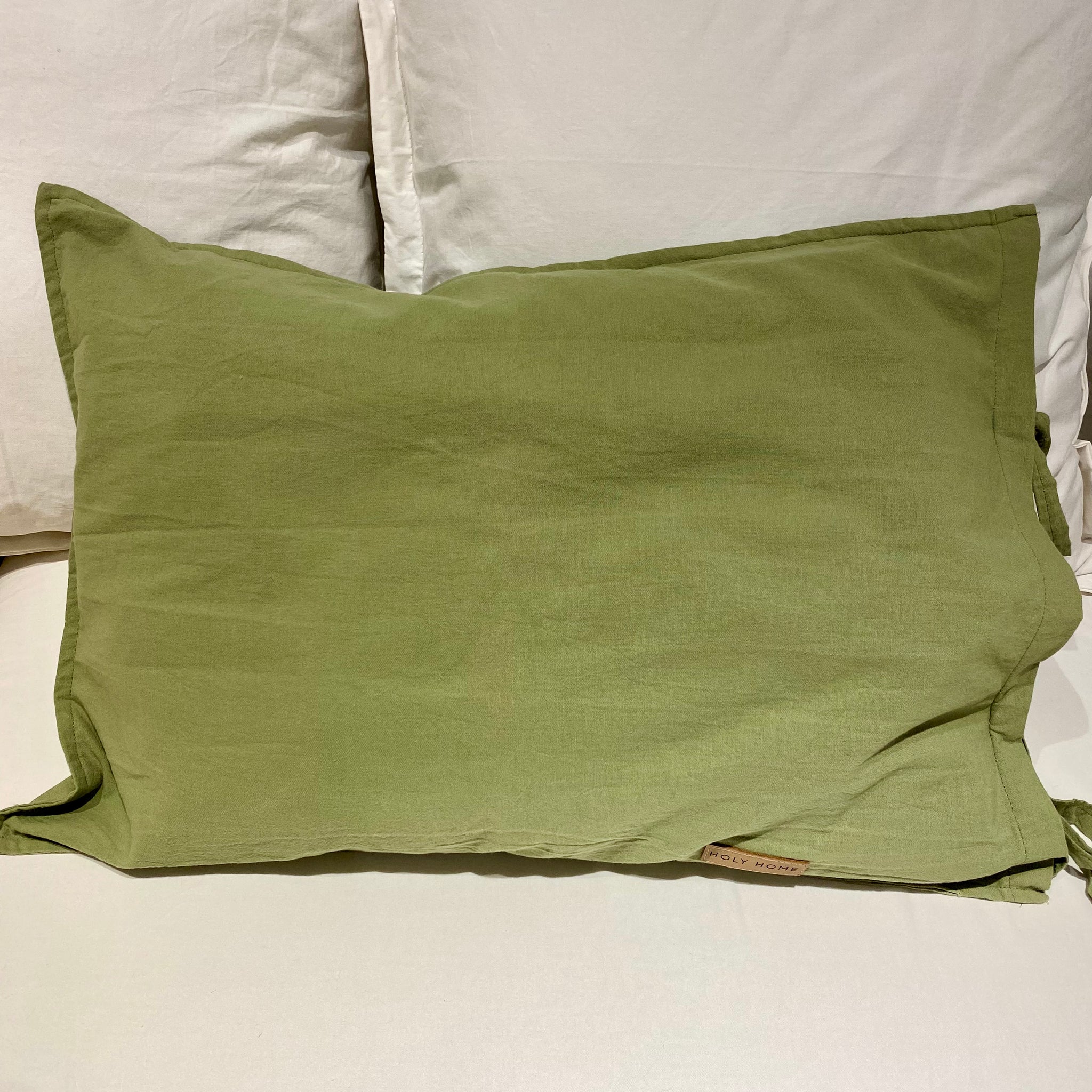 BED PILLOWCASE WITH TIES - TUSOR GREEN